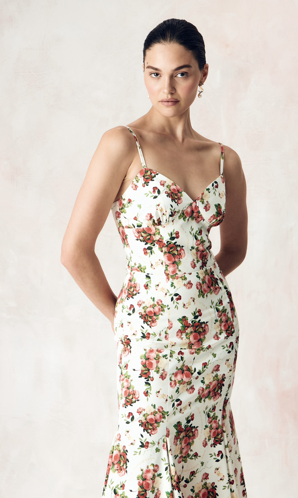 Платье Ариэль из стрейч поплина с авторским принтом-Изображение