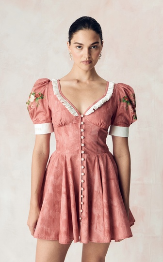 ЭКСКЛЮЗИВНО НА САЙТЕ Платье в длине мини из хлопка поплина с авторским принтом 