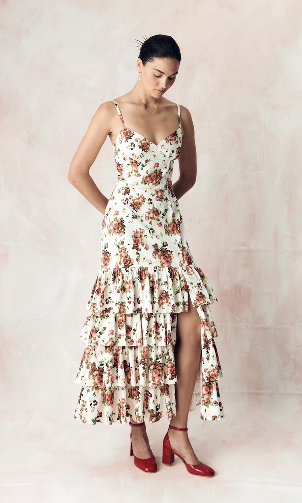 Платье ЭСМЕРАЛЬДА из стрейч поплина с авторским принтом 