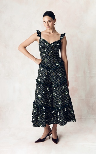 Платье из эластичного хлопка поплина с авторским принтом 