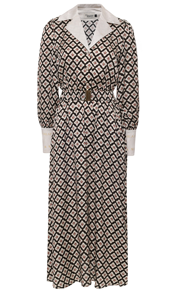 Платье из сатиновой вискозы с авторским принтом 