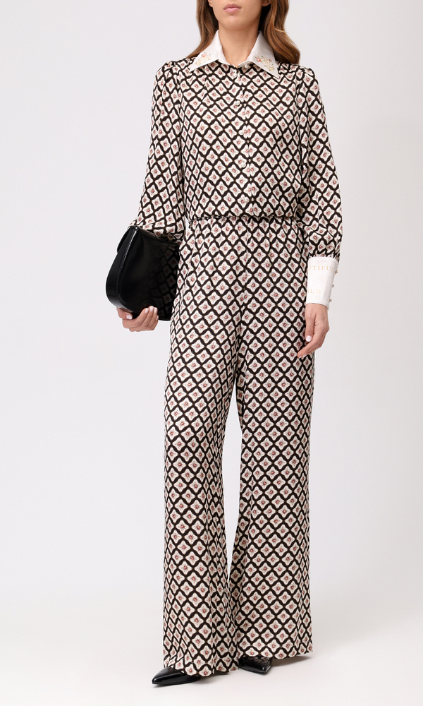 Рубашка из сатиновой вискозы с авторским принтом 