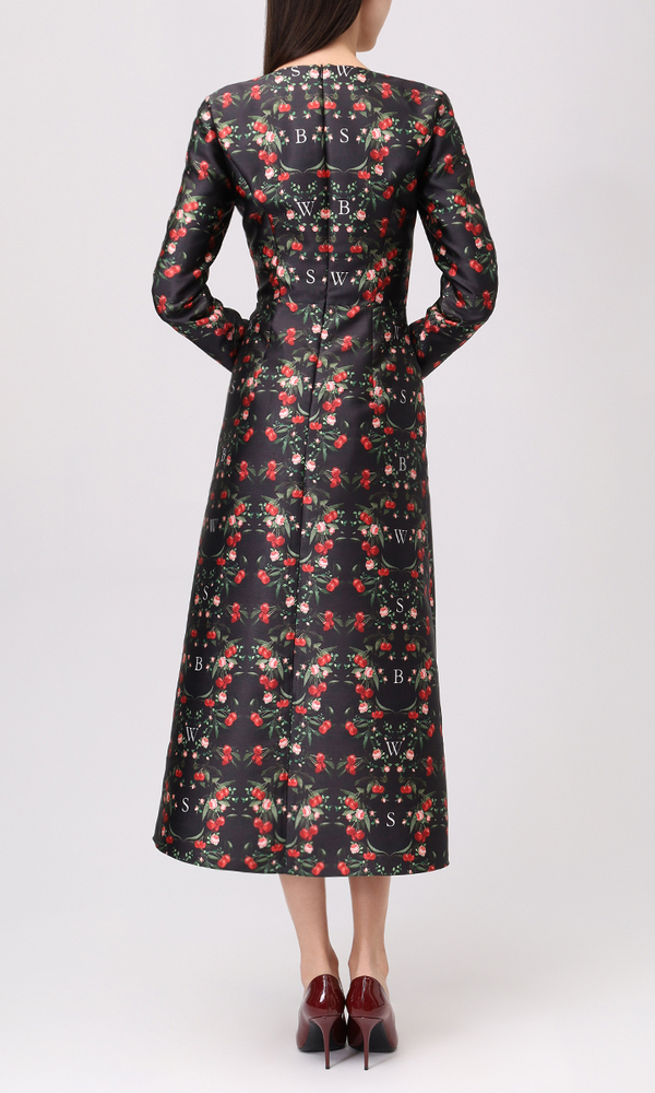 Платье в длине миди с авторским принтом 