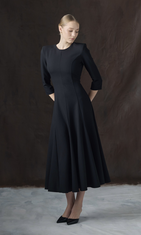 Платье ЭСТЕЛЬ в длине миди из костюмной эластичной вискозы-Изображение