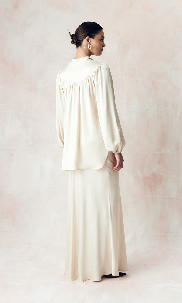 Юбка в длине макси из сатиновой вискозы-Изображение