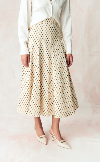 Юбка из эластичного хлопка поплина с авторским принтом 
