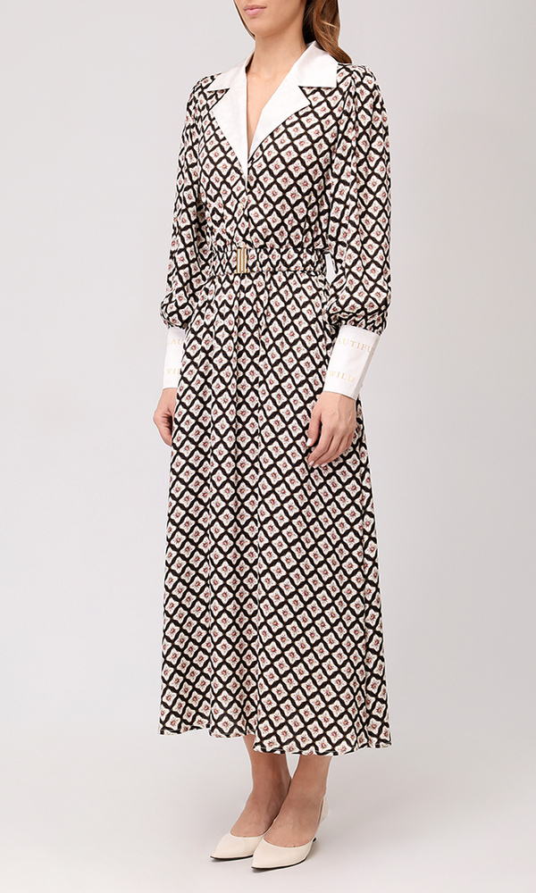 Платье из сатиновой вискозы с авторским принтом 