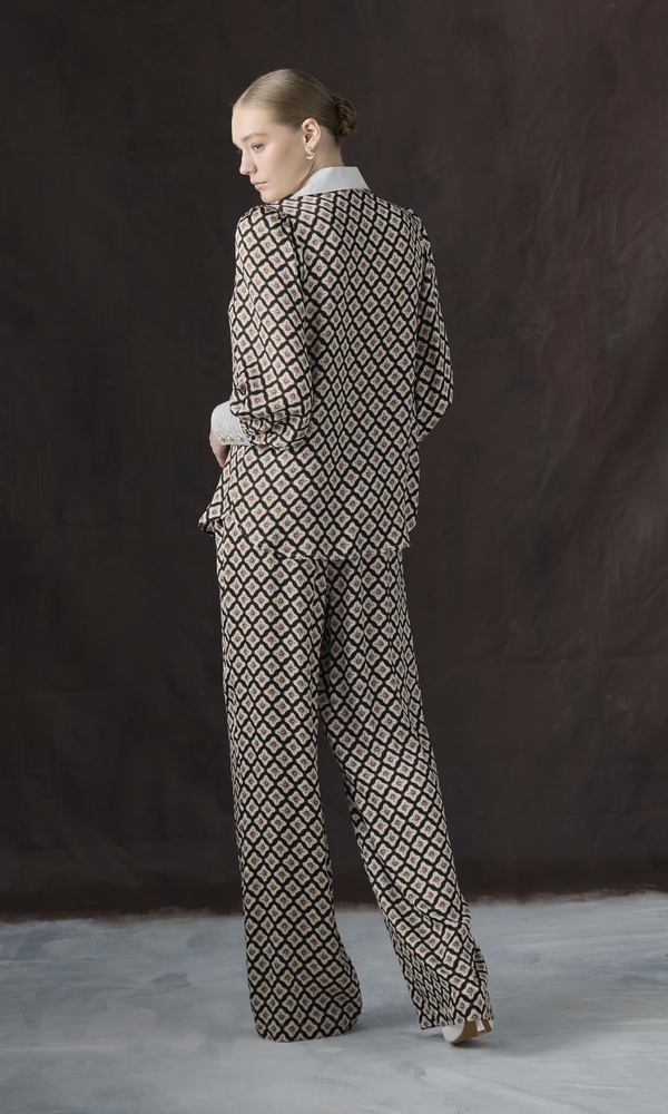 Рубашка из сатиновой вискозы с авторским принтом 