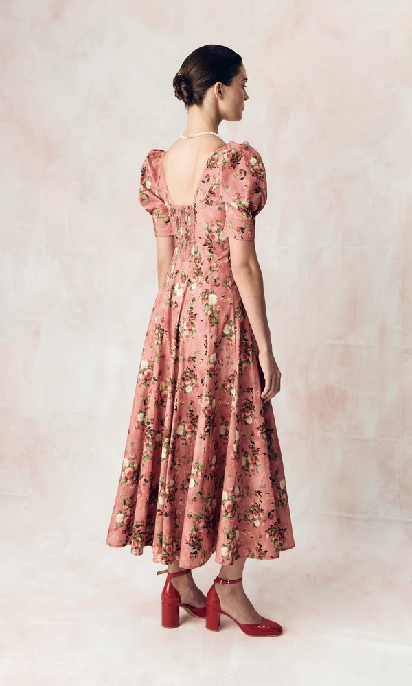 ЭКСКЛЮЗИВНО НА САЙТЕ Платье в длине миди из стрейч поплина с авторским принтом 