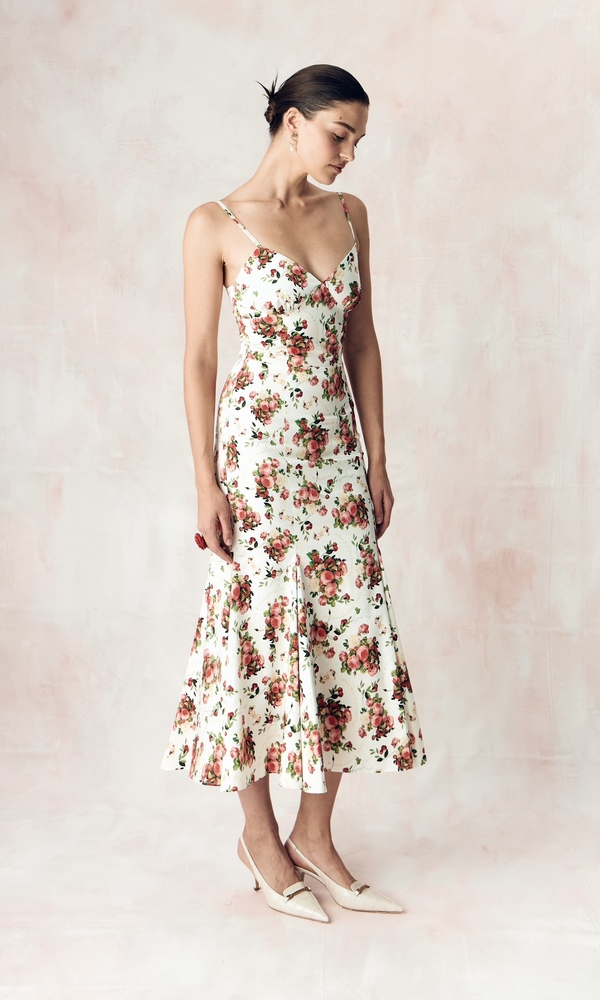 Платье Ариэль из стрейч поплина с авторским принтом-Изображение