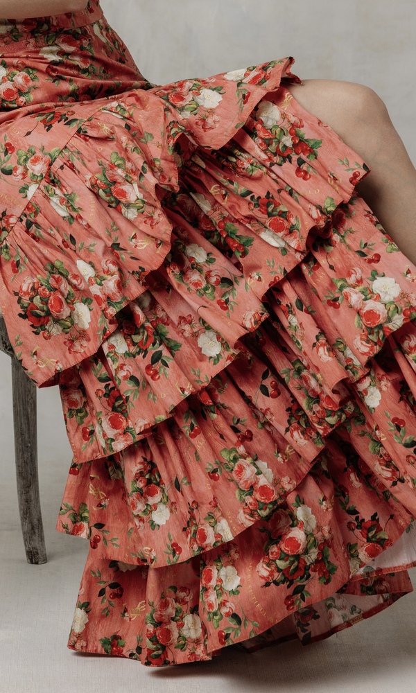 Платье ЭСМЕРАЛЬДА из эластичного хлопка поплина с авторским принтом 