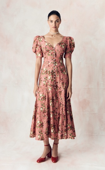 ЭКСКЛЮЗИВНО НА САЙТЕ Платье в длине миди из стрейч поплина с авторским принтом 