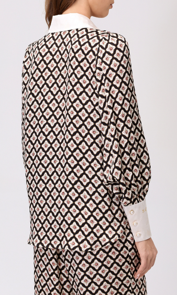 Рубашка из сатиновой вискозы с авторским принтом 