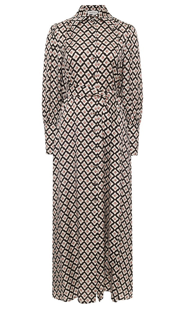 Платье из сатиновой вискозы с авторским принтом 