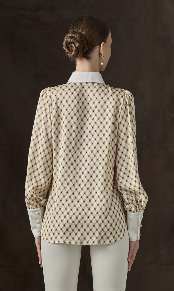 Рубашка из сатиновой вискозы с авторским принтом 