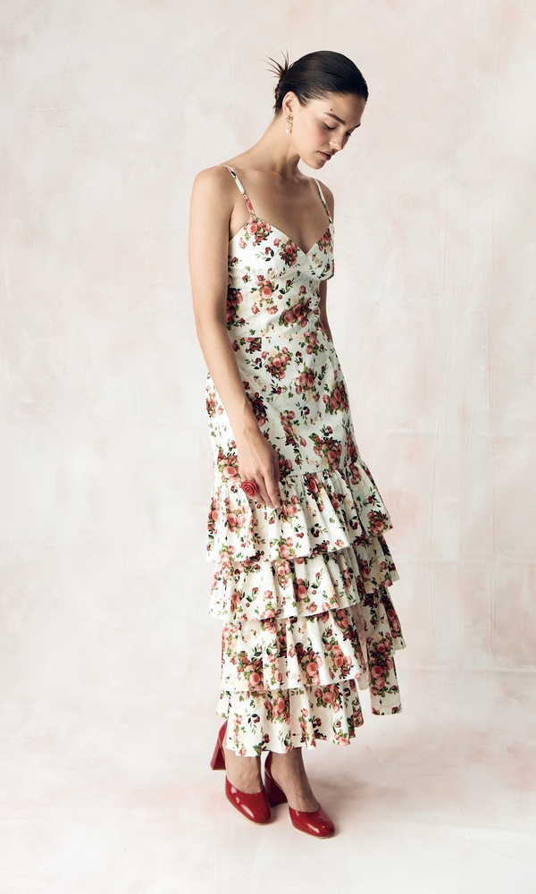 Платье ЭСМЕРАЛЬДА из стрейч поплина с авторским принтом 