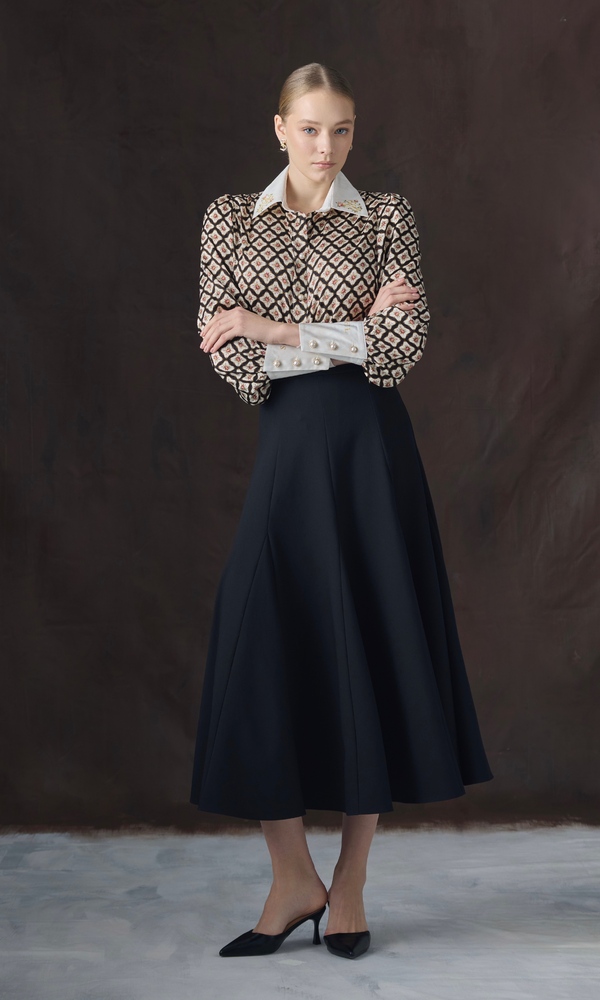 Рубашка из сатиновой вискозы с авторским принтом 