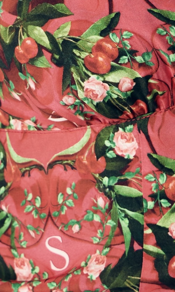 Сарафан НИНА из стрейч поплина с авторским принтом «ВИШНЕВЫЙ САД»-Изображение