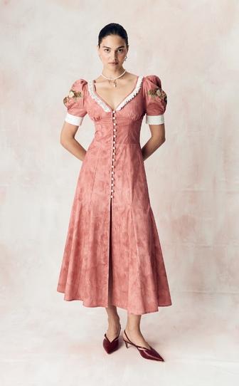 ЭКСКЛЮЗИВНО НА САЙТЕ Платье в длине миди из хлопка поплина с авторским принтом 