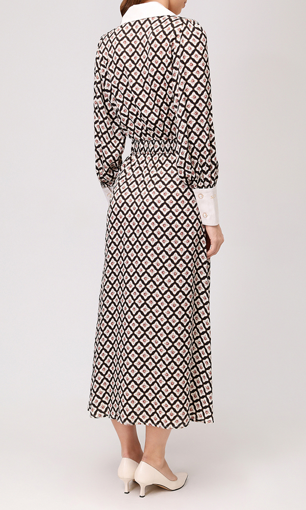 Платье из сатиновой вискозы с авторским принтом 