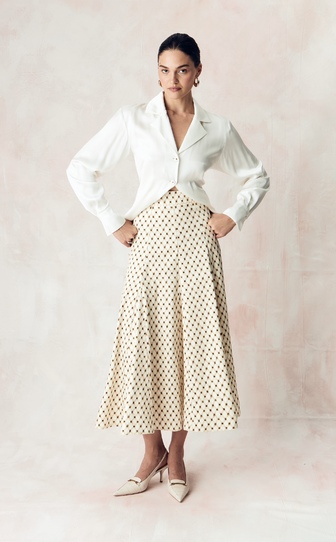 Юбка из эластичного хлопка поплина с авторским принтом 