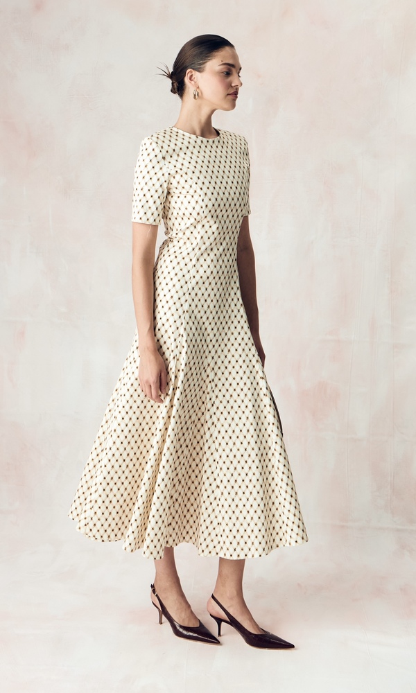 Платье из эластичного хлопка поплина с авторским принтом 