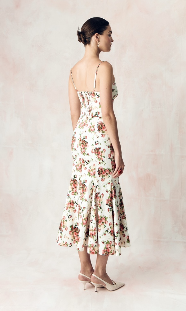 Платье Ариэль из стрейч поплина с авторским принтом-Изображение