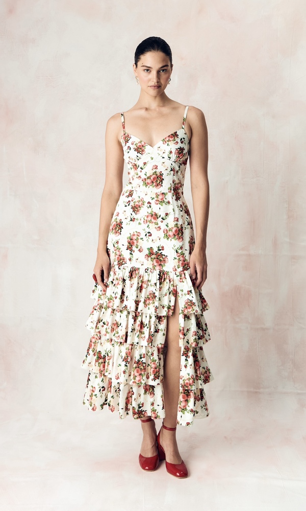 Платье ЭСМЕРАЛЬДА из стрейч поплина с авторским принтом 