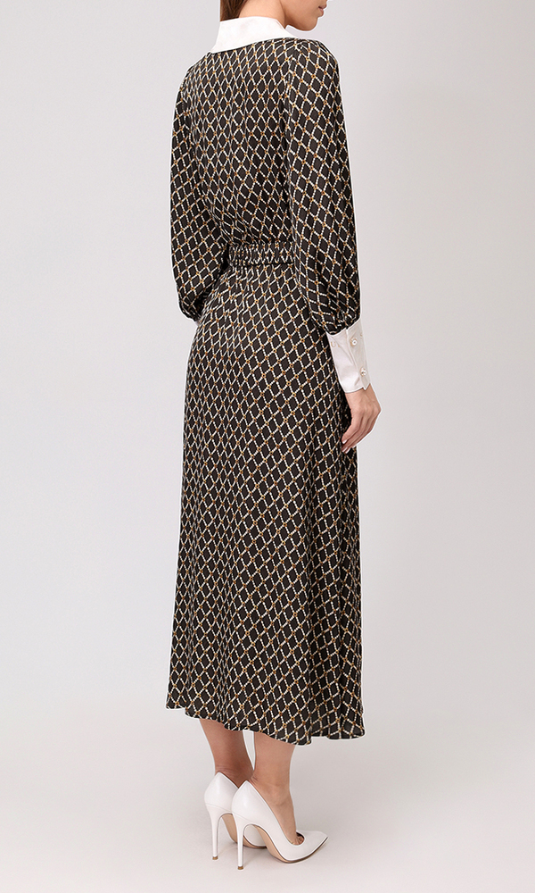 Платье из сатиновой вискозы с авторским принтом 