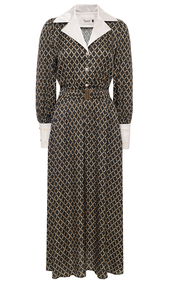 Платье из сатиновой вискозы с авторским принтом 