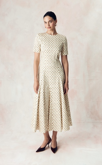 Платье из эластичного хлопка поплина с авторским принтом 