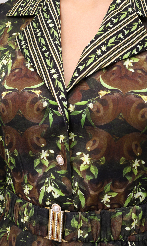 Платье из сатиновой вискозы с авторским принтом 