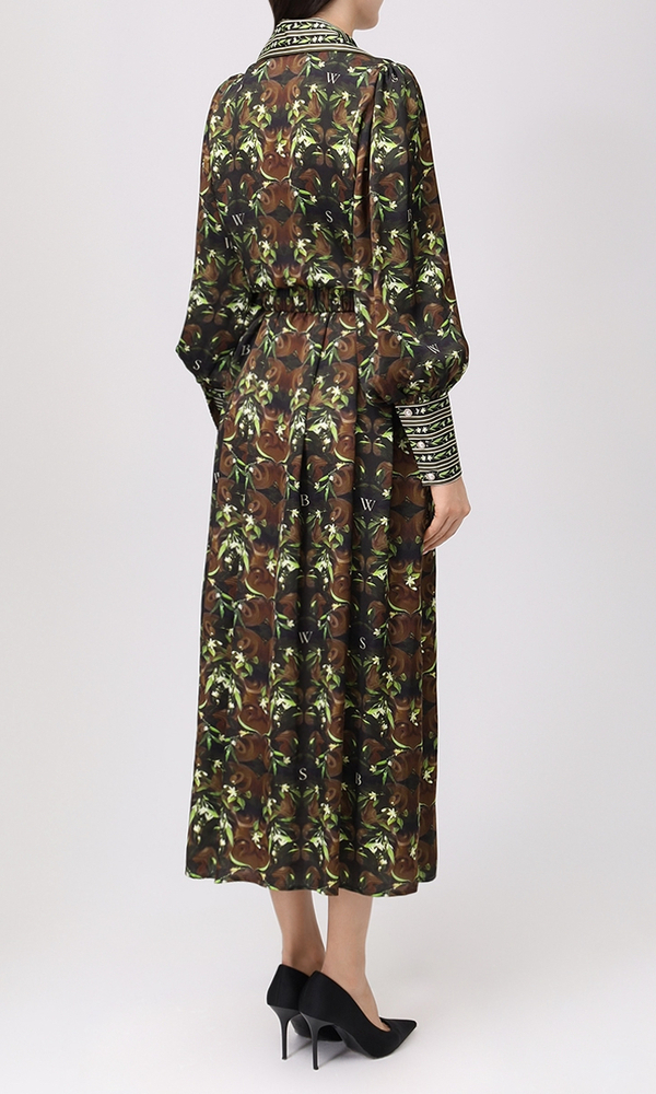 Платье из сатиновой вискозы с авторским принтом 