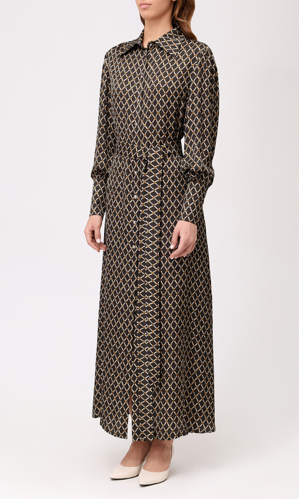 Платье из сатиновой вискозы с авторским принтом 