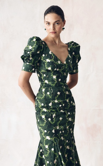 Платье АРИЭЛЬ из стрейч поплина с авторским принтом «КОРОЛЕВСКАЯ РОЗА»