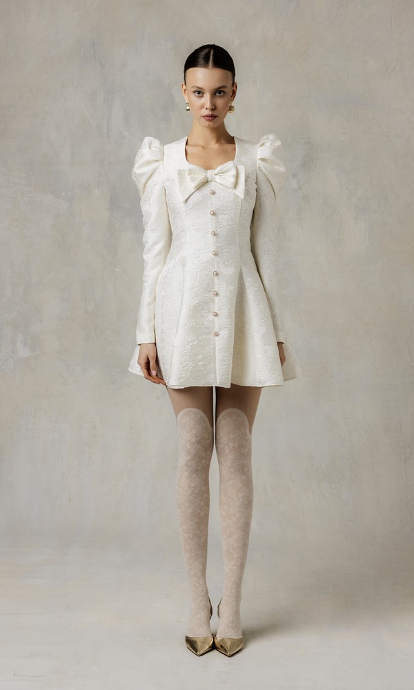 Платье LILLI из жаккарда WHITE-Изображение