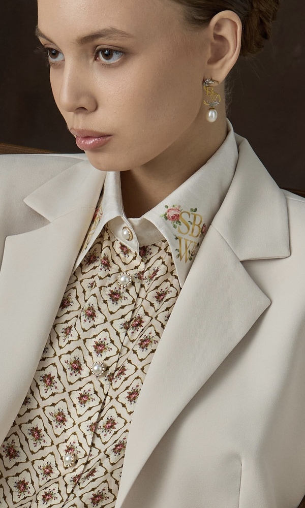 Рубашка из сатиновой вискозы с авторским принтом 