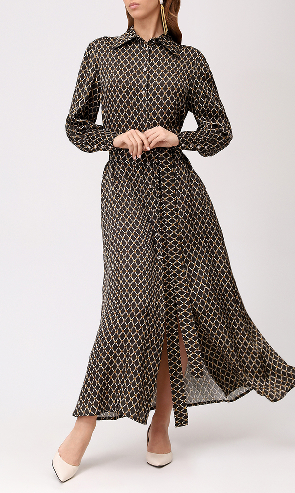 Платье из сатиновой вискозы с авторским принтом 