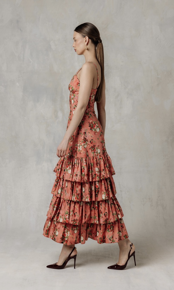 Платье ЭСМЕРАЛЬДА из эластичного хлопка поплина с авторским принтом 