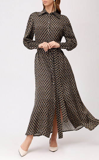 Платье из сатиновой вискозы с авторским принтом 