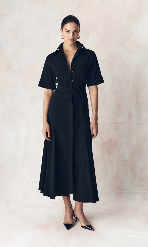 Платье-рубашка годэ из эластичного хлопка поплина-Изображение