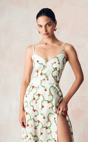 Платье из стрейч поплина с авторским принтом «КОРОЛЕВСКАЯ РОЗА»