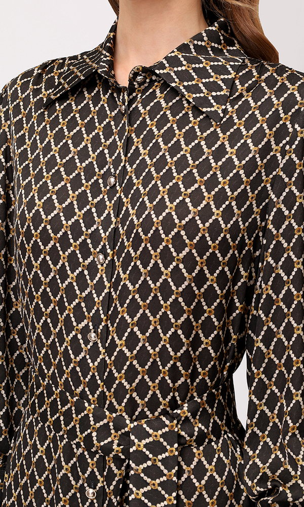 Платье из сатиновой вискозы с авторским принтом 