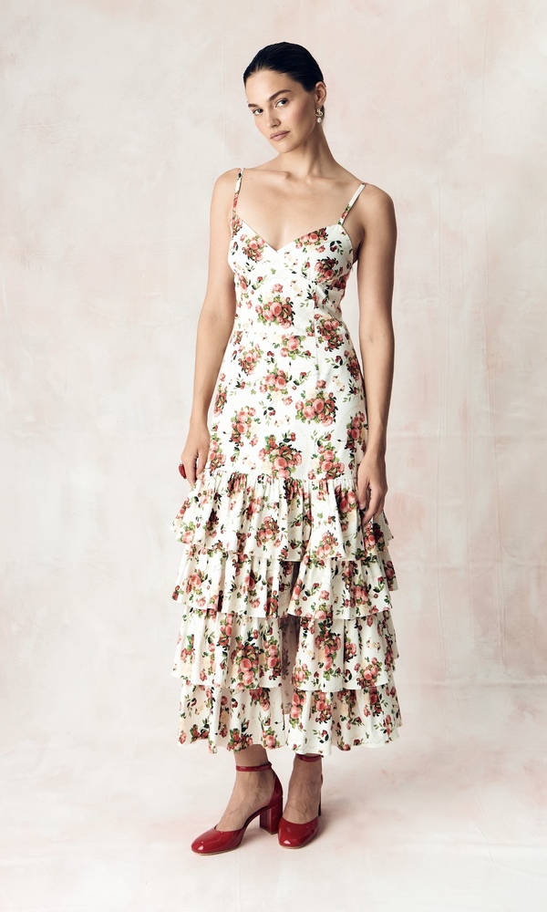 Платье ЭСМЕРАЛЬДА из стрейч поплина с авторским принтом 