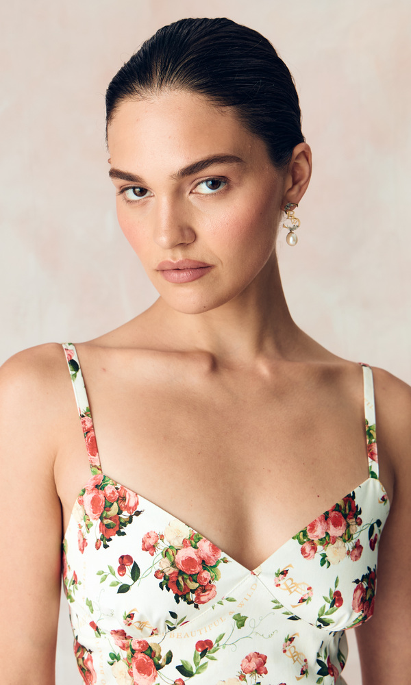 Платье ЭСМЕРАЛЬДА из стрейч поплина с авторским принтом 