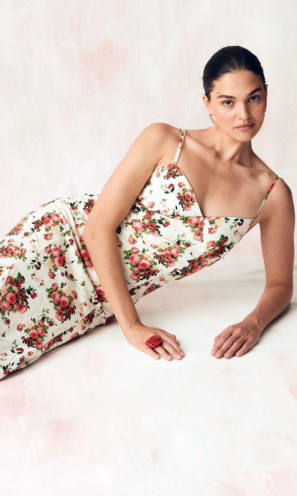 Платье Ариэль из стрейч поплина с авторским принтом-Изображение