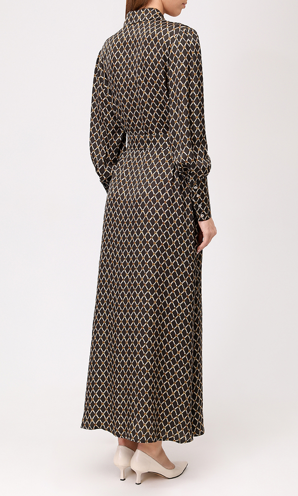 Платье из сатиновой вискозы с авторским принтом 