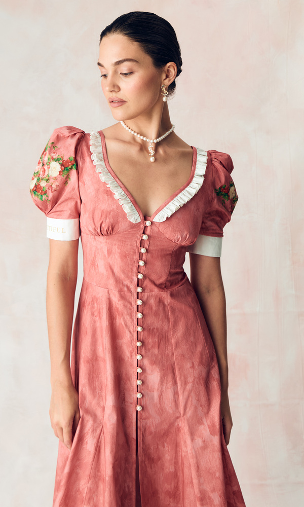 ЭКСКЛЮЗИВНО НА САЙТЕ Платье в длине миди из хлопка поплина с авторским принтом 