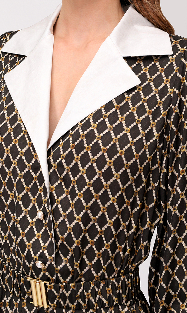 Платье из сатиновой вискозы с авторским принтом 